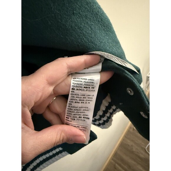 Levi’s Gold Tab Shrunken Varsity Jacket Women’s‎ Size M Wool Cropped Green Warm - Picture 8 of 11